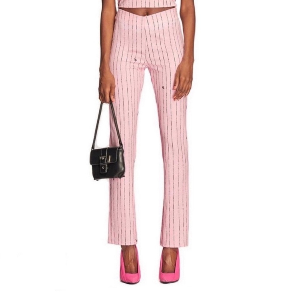 I.AM.GIA Pink Pinstripe Dominique Logo Pants Sz XS